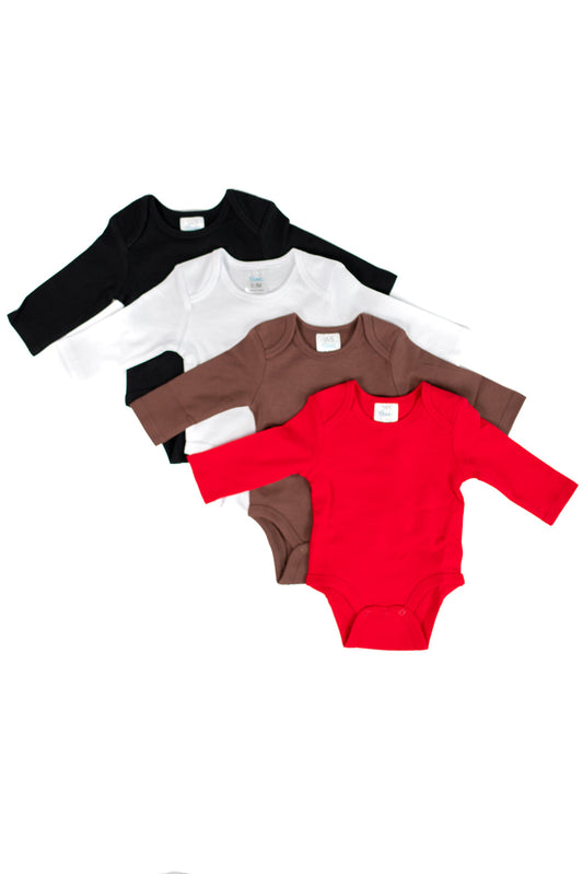 Unisex Long Sleeve Lap Shoulder Bodysuit – Cotton Blank for Embroidery & Boutique | 4 Colors | Newborn–18M