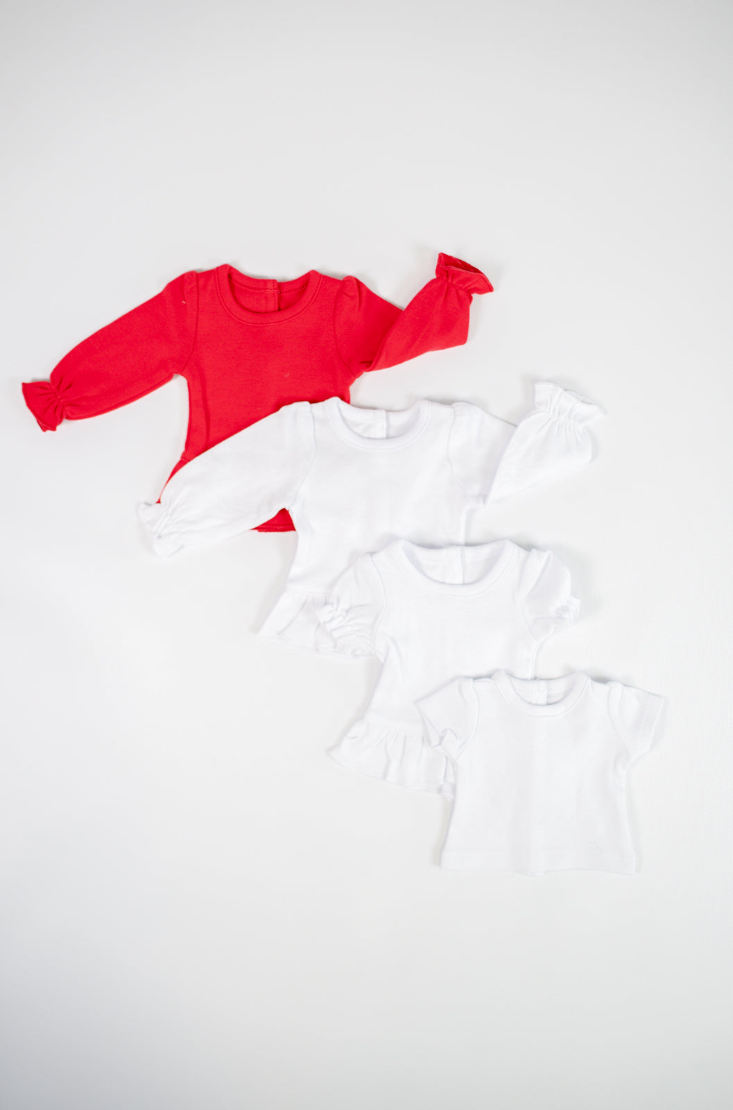 18" Doll Shirt – Cotton Blank for Embroidery & Boutique │ 4 Styles │ Velcro Back │ ARB Blanks