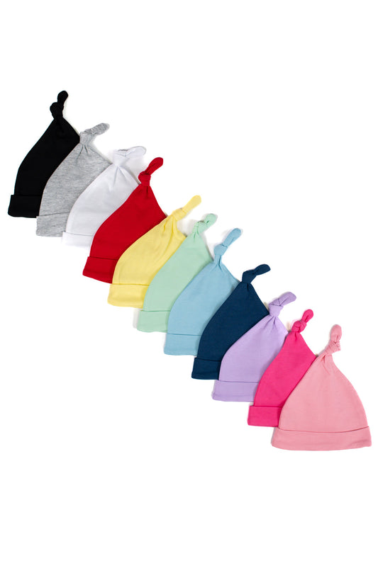 Baby Knot Hat – 100% Cotton Blank | 11 Colors | Embroidery & Monogram Ready | Newborn–3M