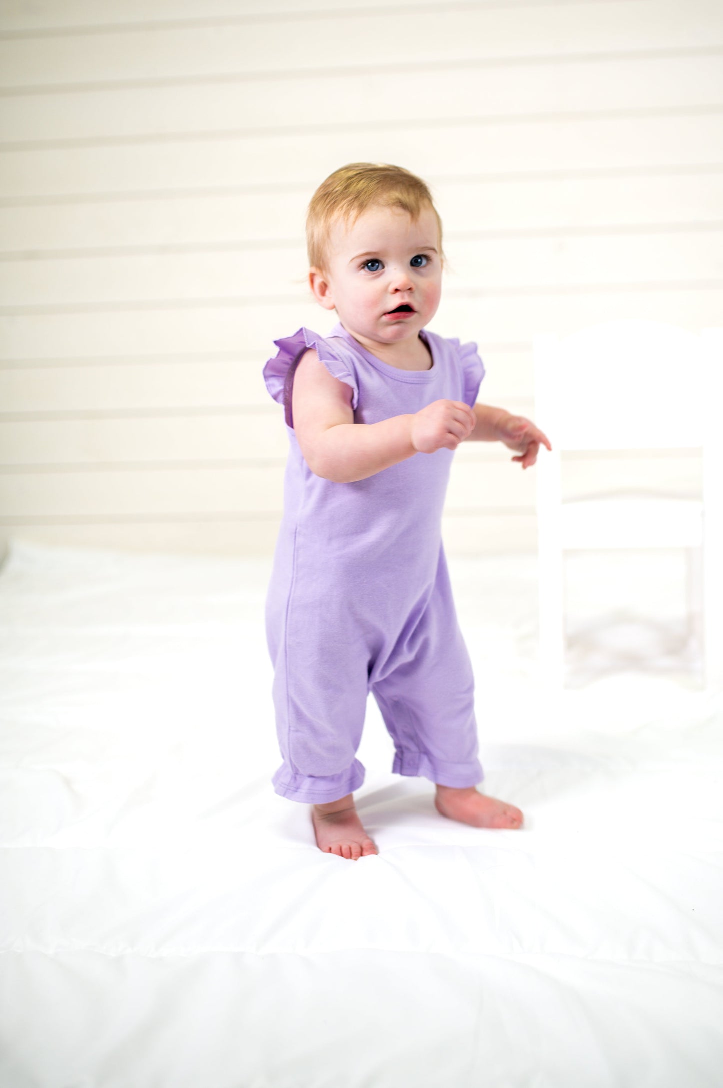 Girls Angel Sleeve Romper – Cotton Blank for Embroidery & Boutique │ 6 Colors │ 0-3M–2T