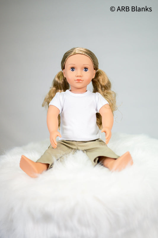 18" Doll Shirt – Cotton Blank for Embroidery & Boutique │ 4 Styles │ Velcro Back │ ARB Blanks