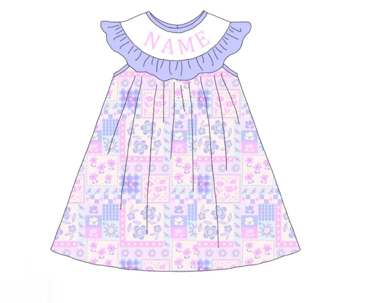 PO- CUSTOM SMOCKED SWEET PEONY PATCHWORK DRESS