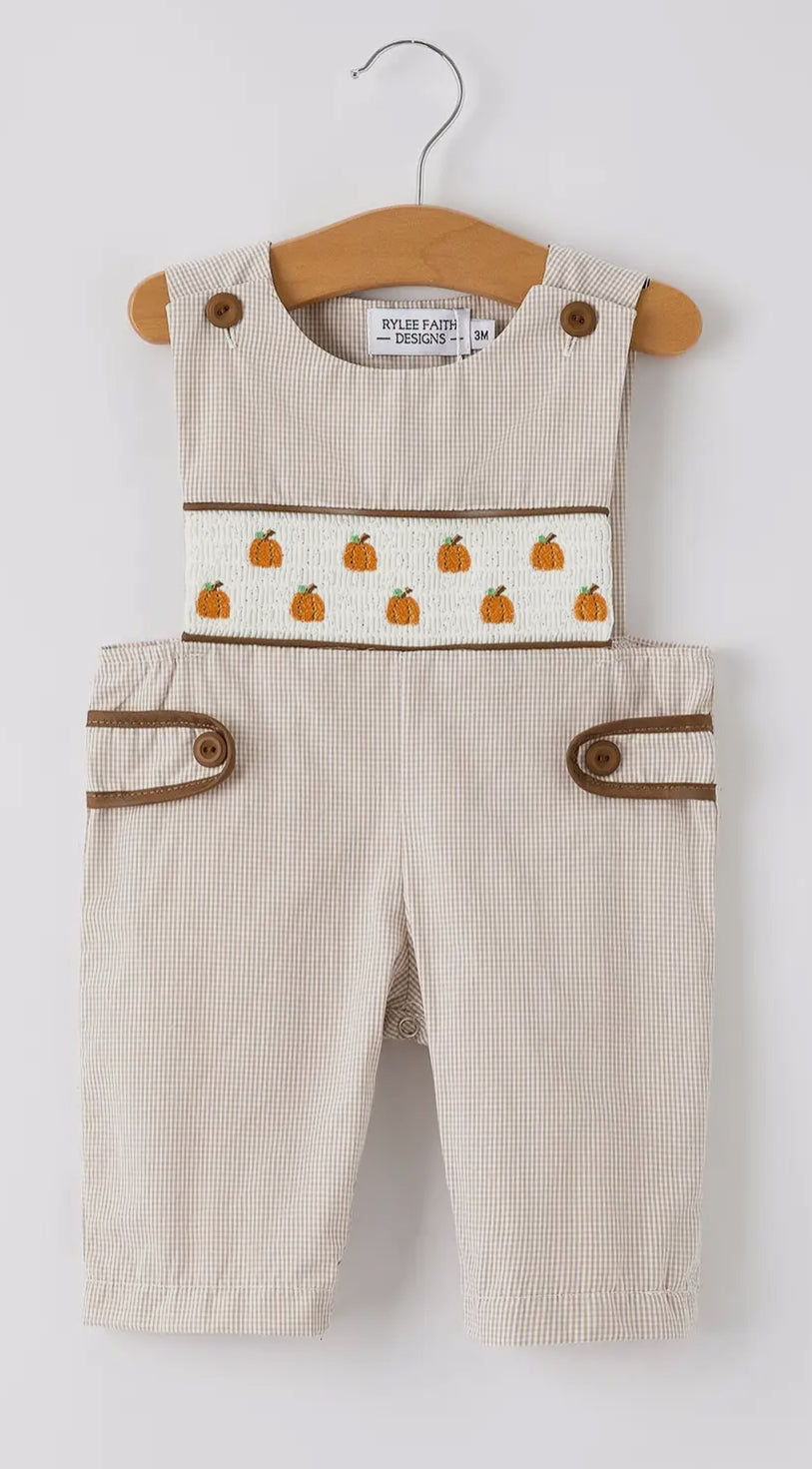 Halloween & Thanksgiving Pumpkin
Smock Embroidered Boys Romper