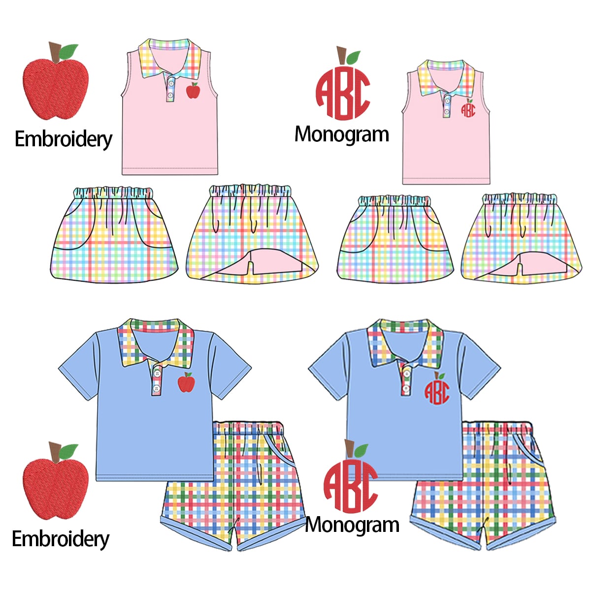 PO- Back to School Plaid Monogram Sets