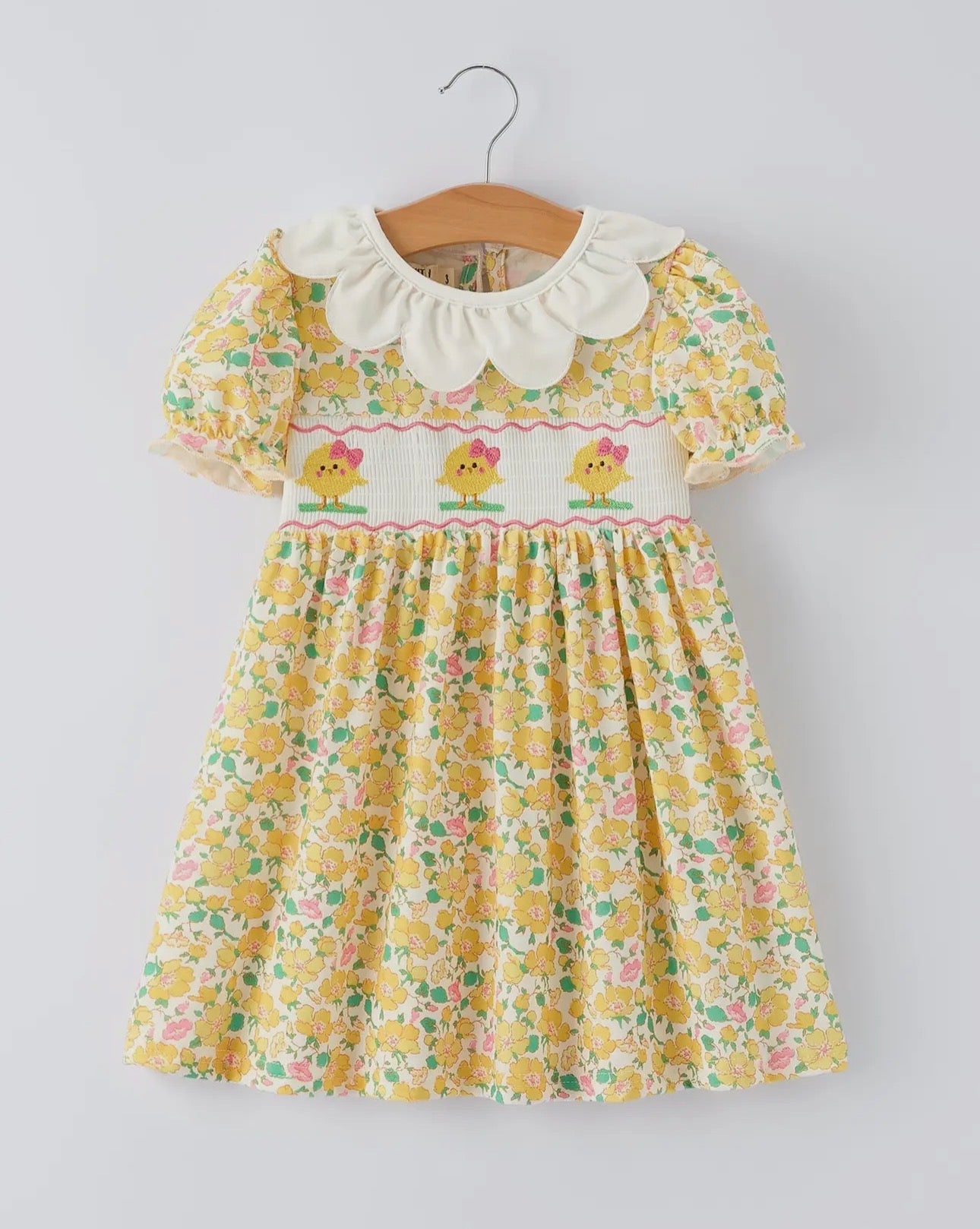 Easter Yellow Chick Embroidery Floral
Girl Dress