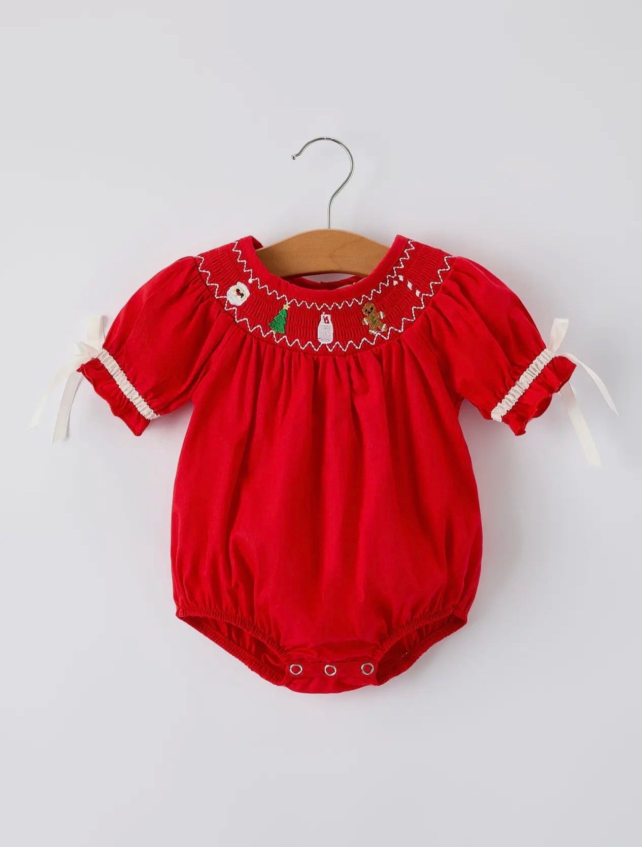 RTS- Christmas Gingerbread Embroidery Bubble with Bows
