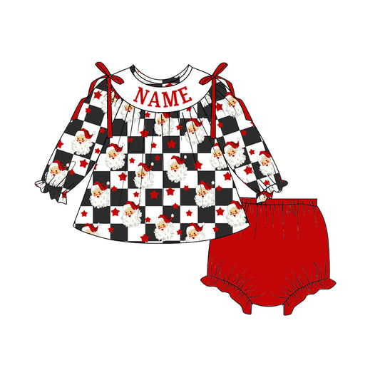 PO- CUSTOM Checkered Santa Bloomer Set