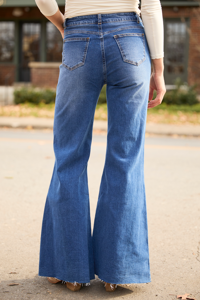 My Favorite Stetchy Dark Wash Relaxed Flare Jeans FINAL SALE