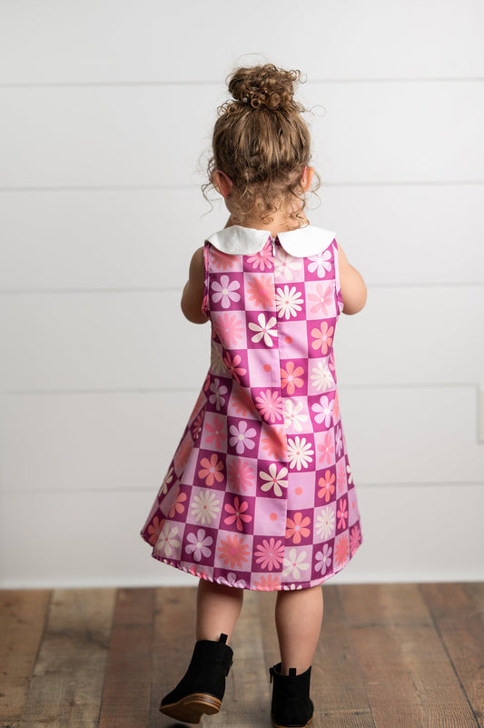 Purple Retro Floral Dress