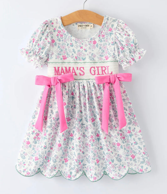 “MAMA'S GIRL” Smocked Baby Girls Dress