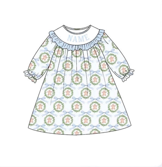 PO- CUSTOM Blue Ribbon Gingerbread Dress