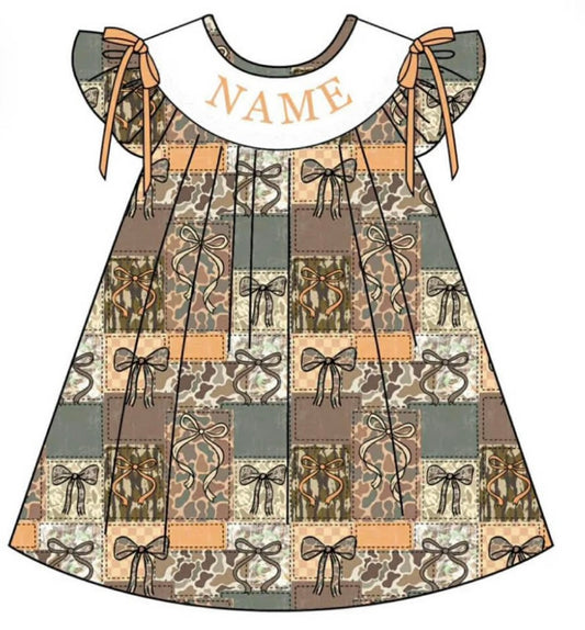 PO- Camo Bow Patchwork Dress