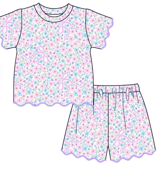 PO- Pastel Petals Darling Scalloped Shorts Set