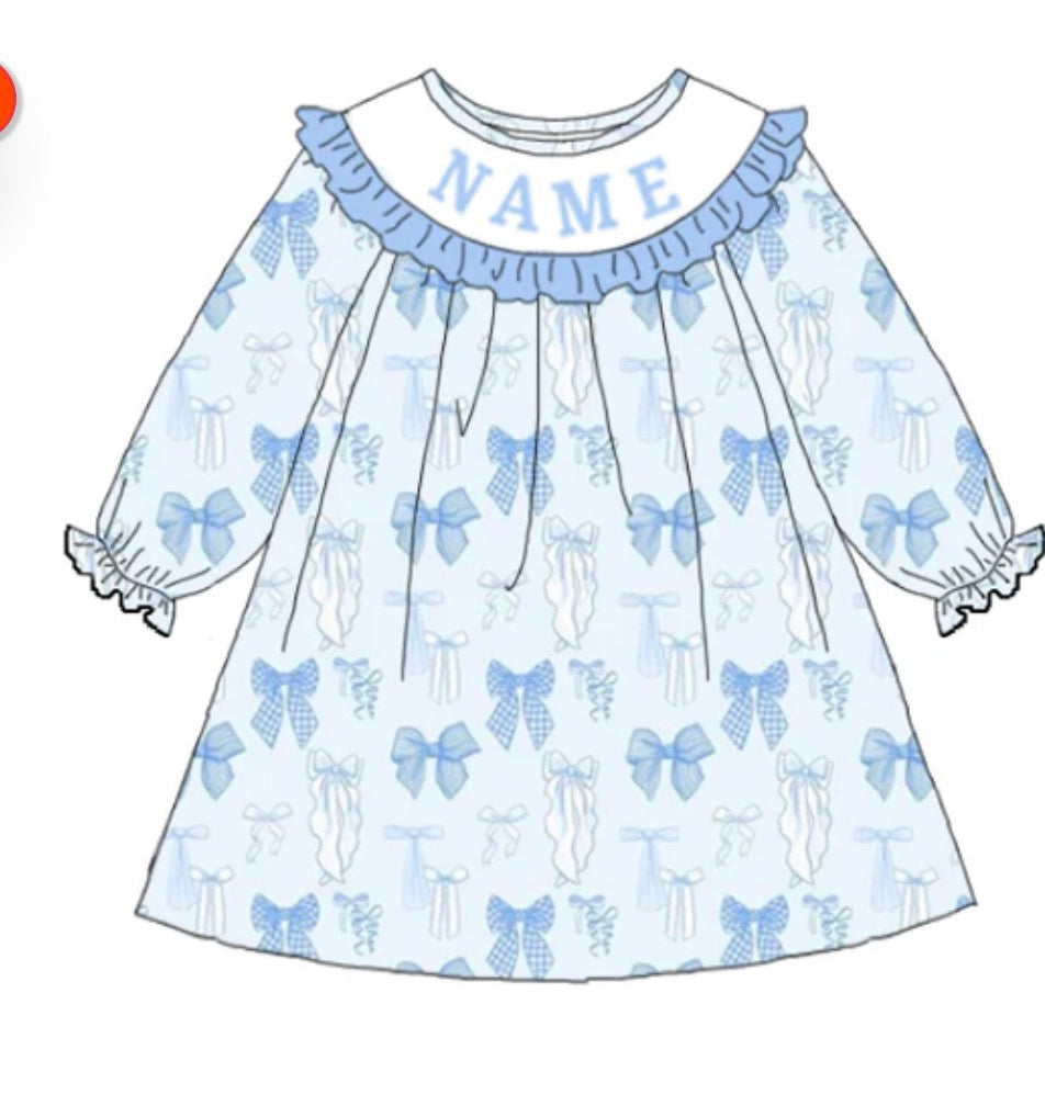 PO- CUSTOM BLUE BELLE BOW DRESS