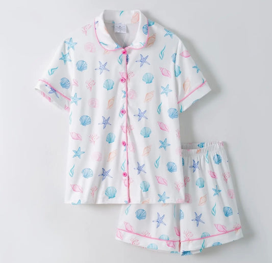 Mommy & Me Pastel Seashell Pajama Set