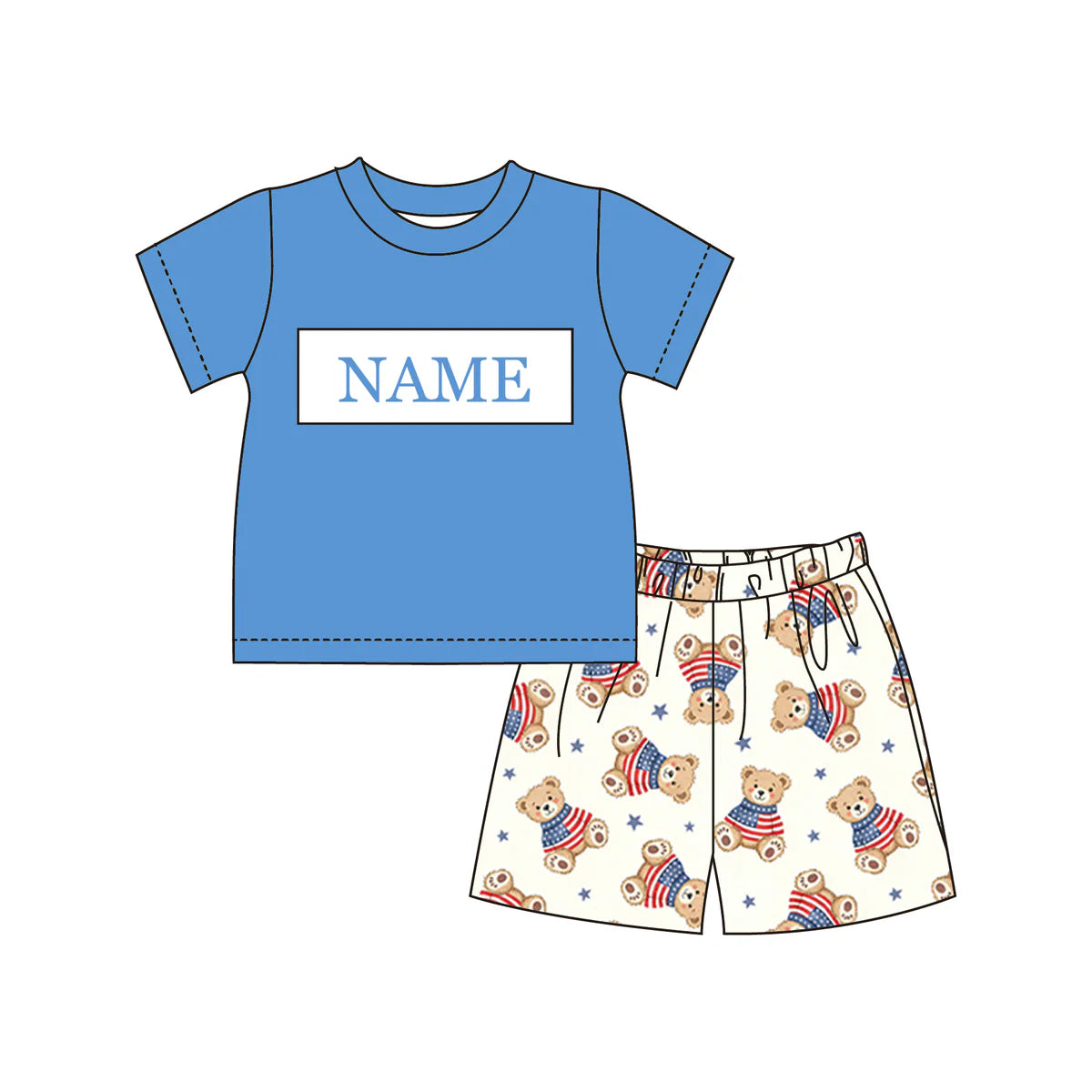 PO- CUSTOM All American Teddy Boys Shorts Set