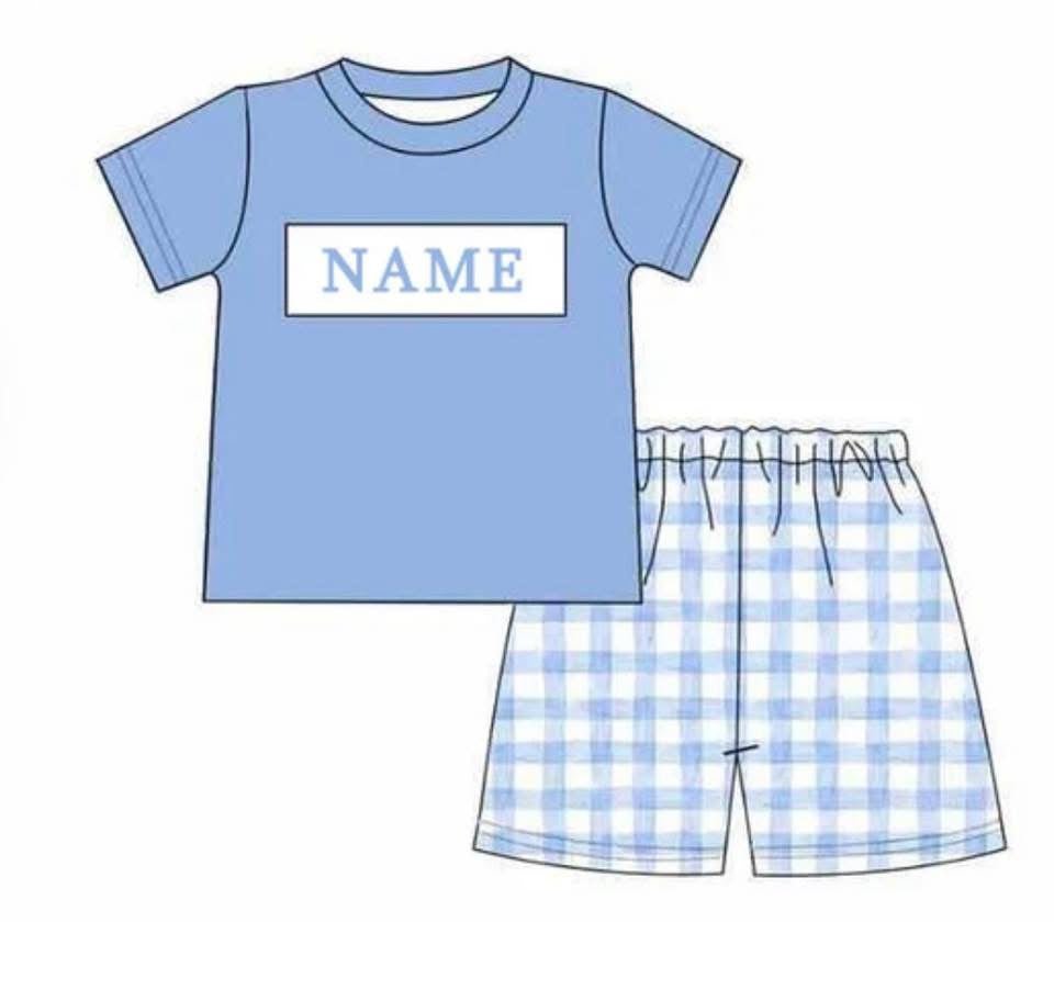 PO- CUSTOM Plaid Boys shorts set