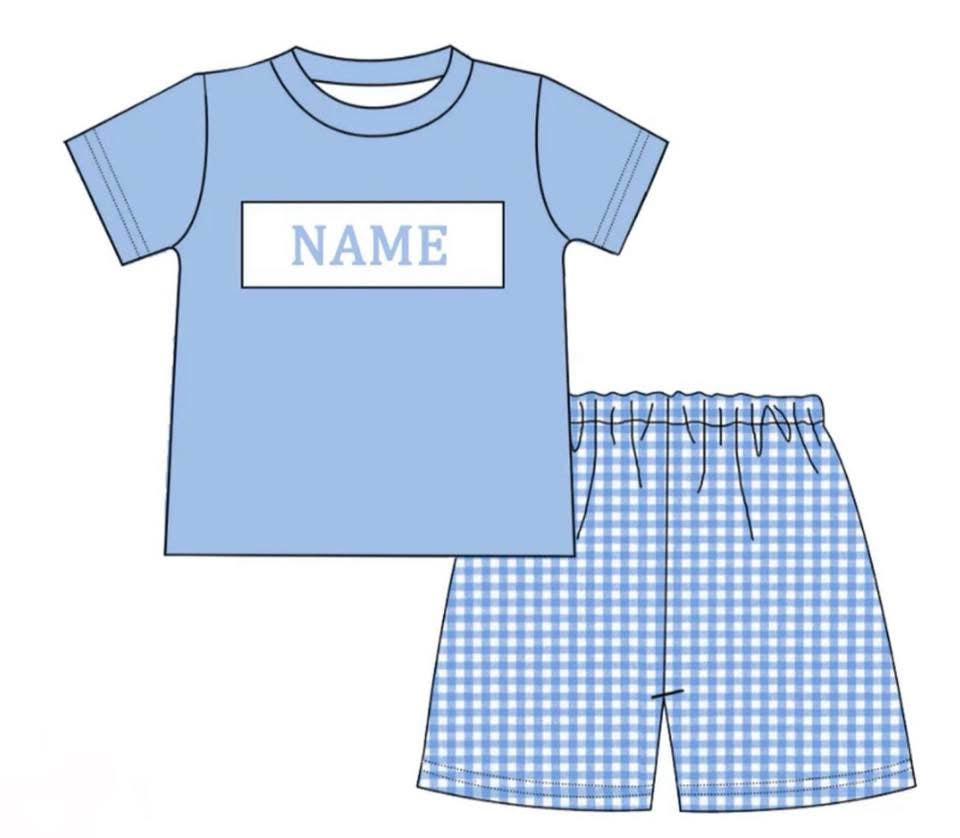 PO- CUSTOM Gingham Boys shorts set
