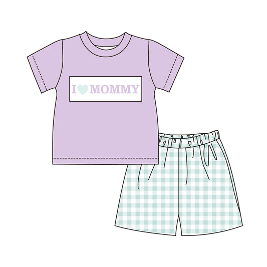 PO- I Love Mom Violet Grace Collection Boys Shorts Set
