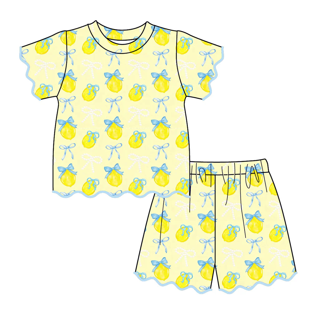 PO- Lemon Drop Darling Scalloped Shorts Set