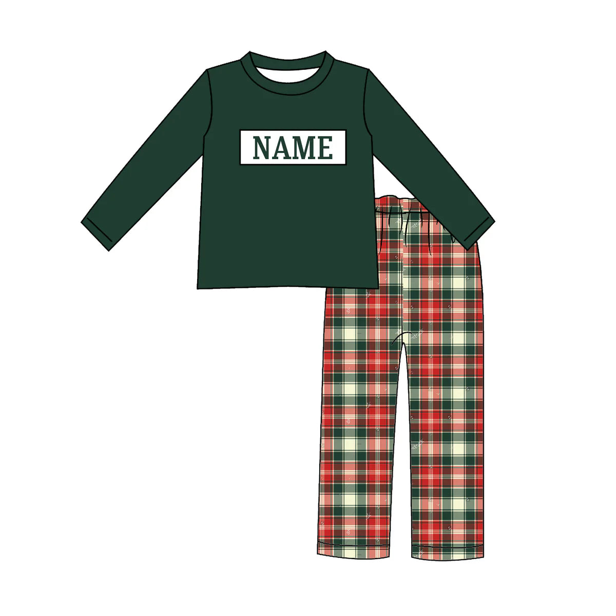 PO- CUSTOM Cozy Christmas Classic Plaid Boys Pants Set