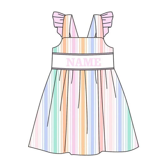 PO- CUSTOM Pastel Stripes Ruffle Dress