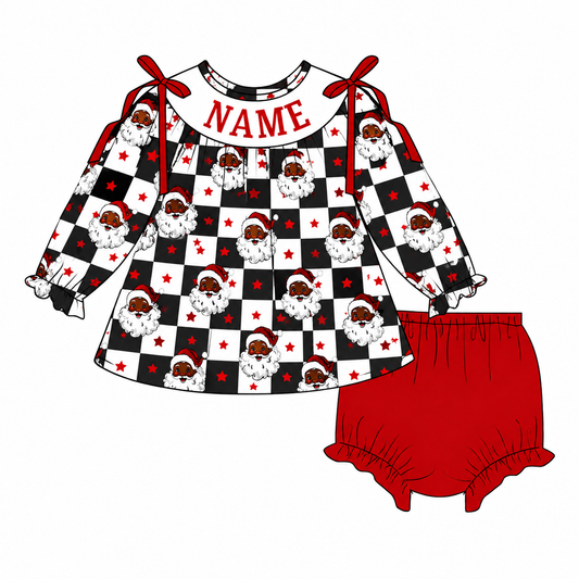 PO- CUSTOM Checkered Santa Bloomer Set (2)