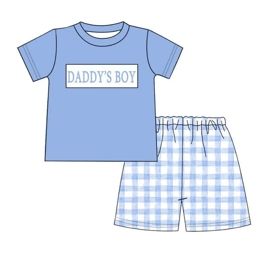 PO- Daddy's Boy Blue Plaid Shorts Set
