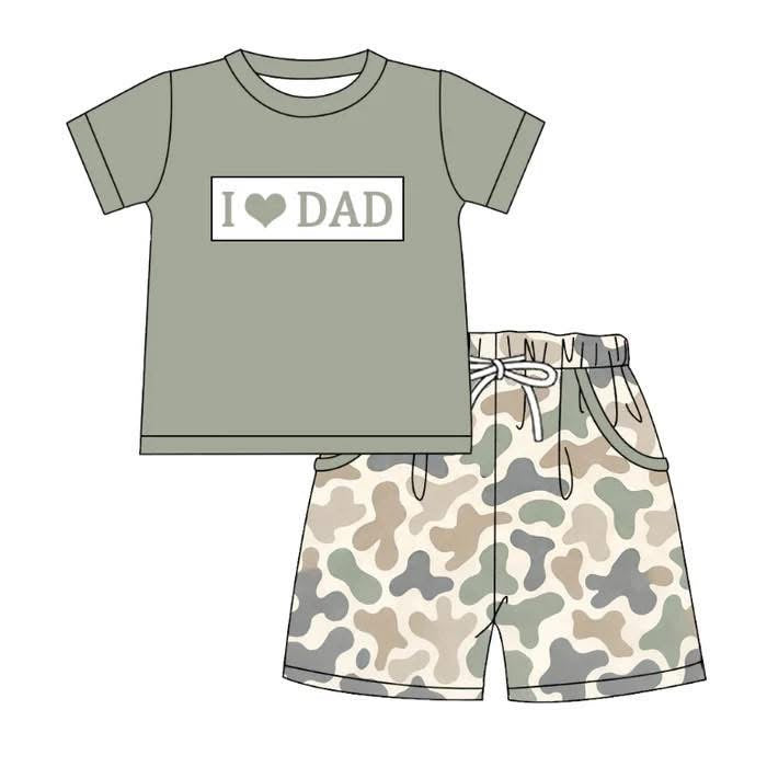 PO- I Love Dad camo boy shorts set