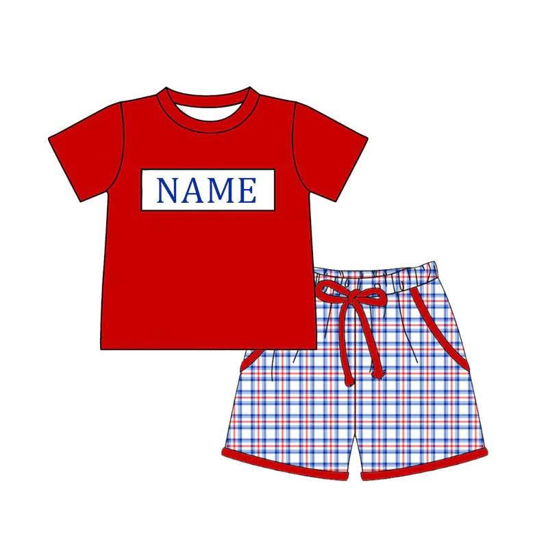 PO- Little Patriot Plaid Boys Shorts Set