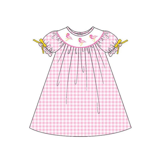 PO- Pink Gingham Flamingo Dress