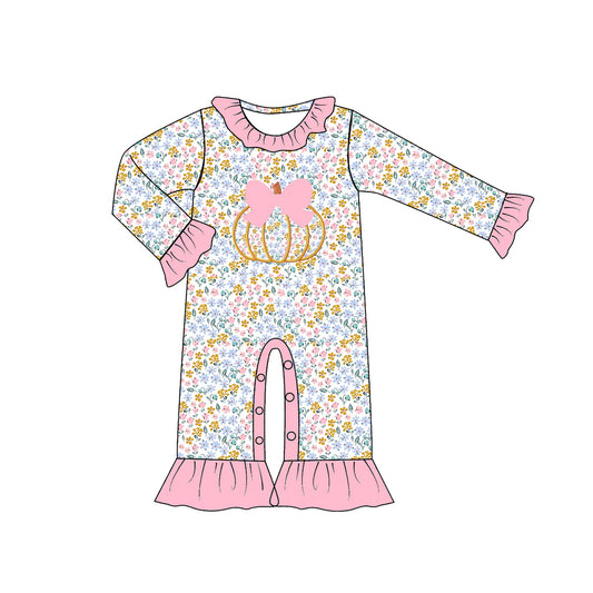 PO- Pumpkin Floral Romper