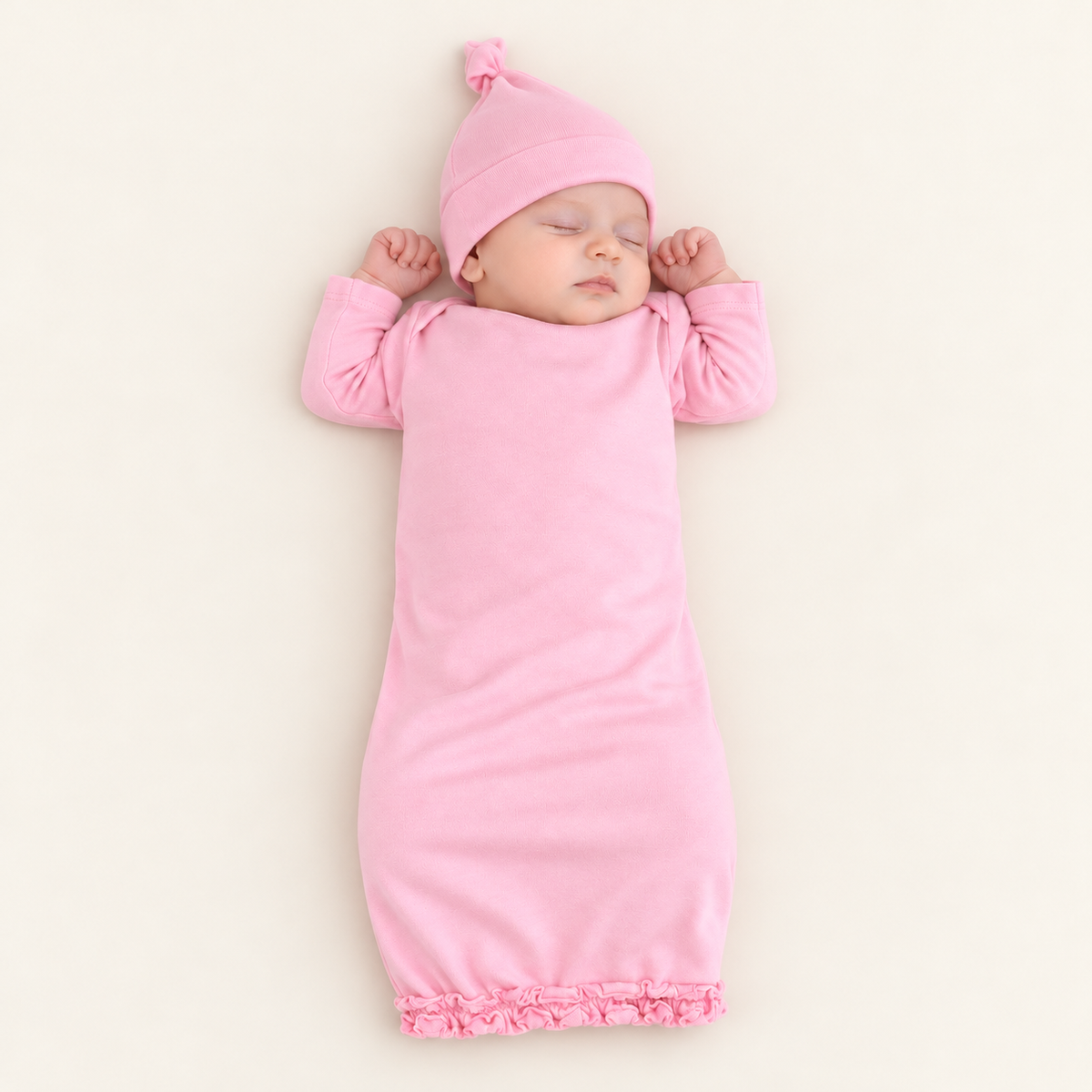 Ruffle Long Sleeve Baby Gown -- 100% Cotton Blank for Embroidery & Boutique | 8 Colors | Hidden Zipper | 0-3M
