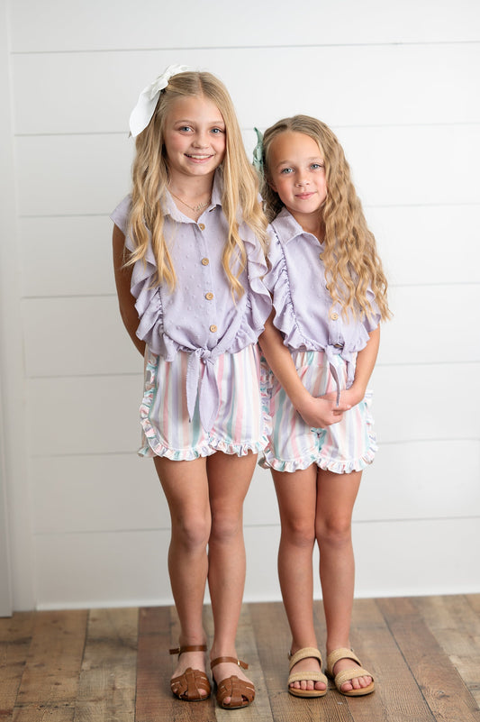 Lavender Stripe Short Set