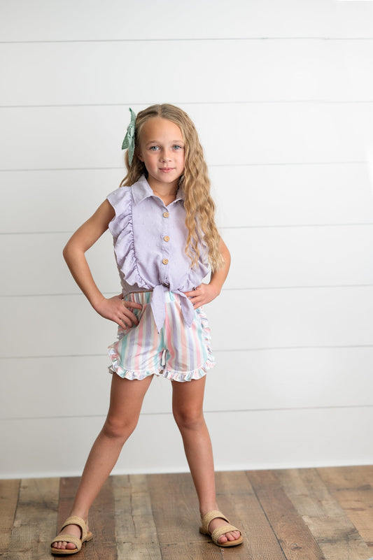 Lavender Stripe Short Set