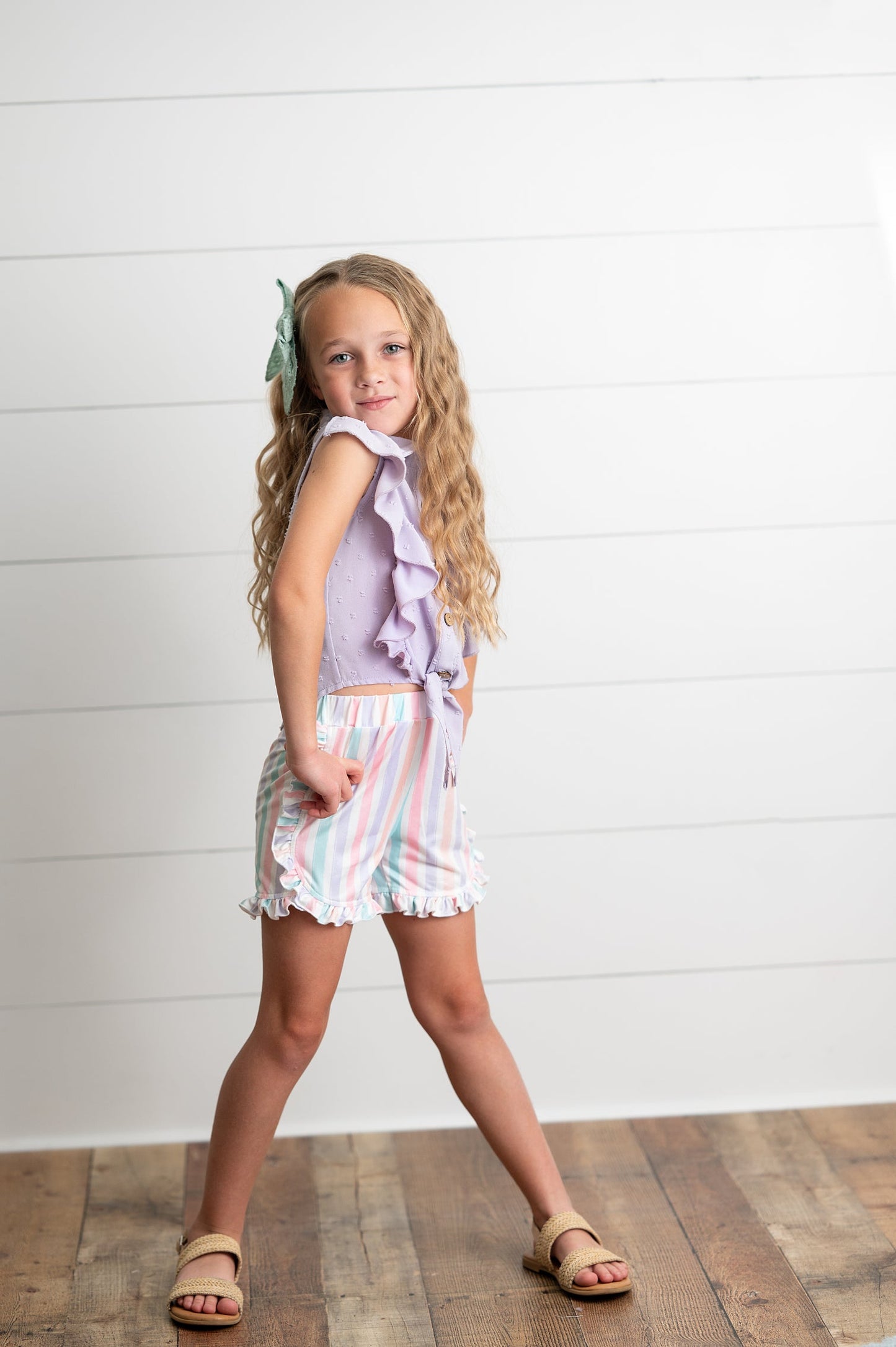 Lavender Stripe Short Set