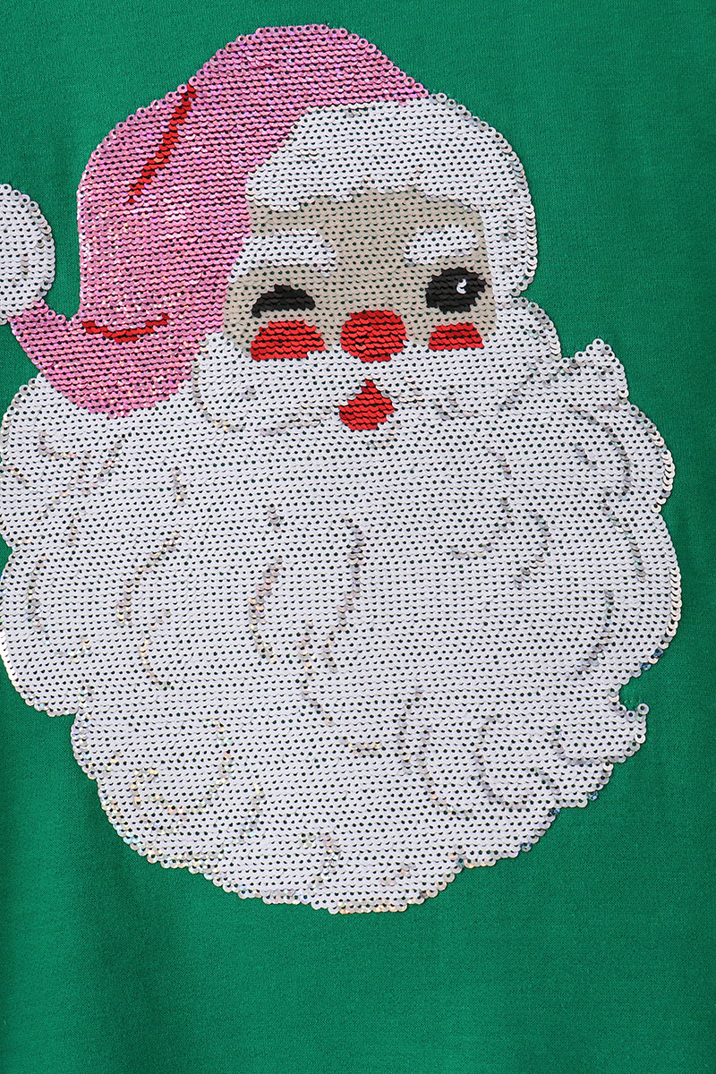 Green Santa Sequin Mom&me Top