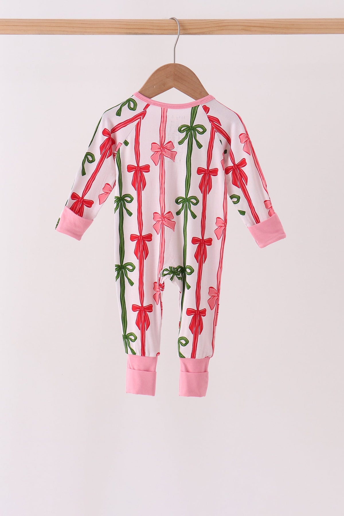 Pink Bow Zip Bamboo Romper