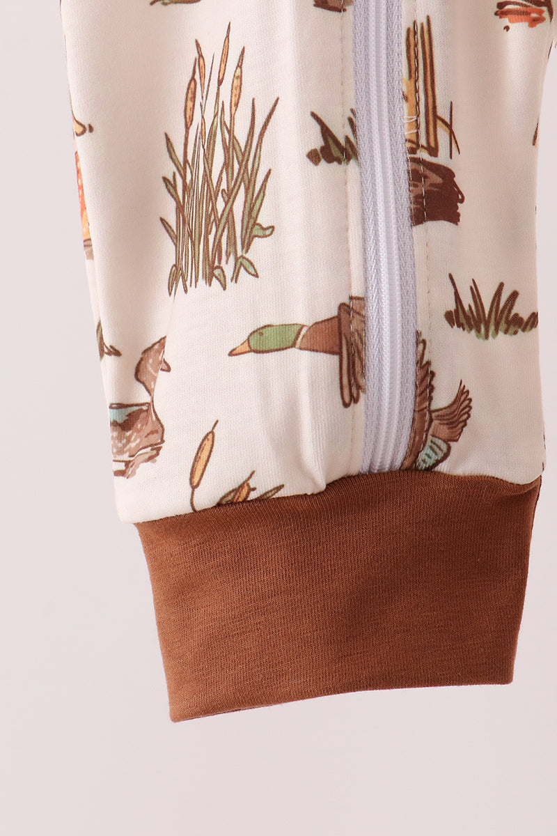 Brown Duck Embroidery Romper