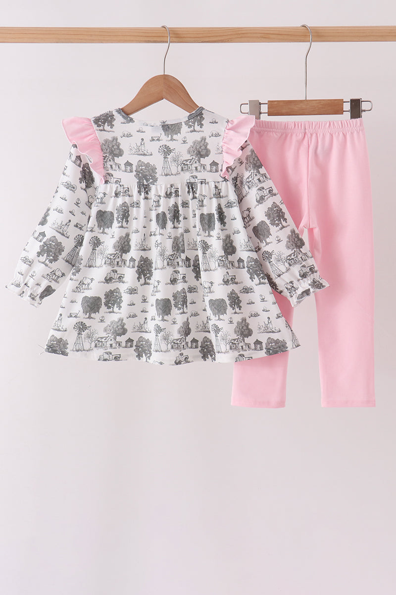 Pink Farm Ruffle Pants Set