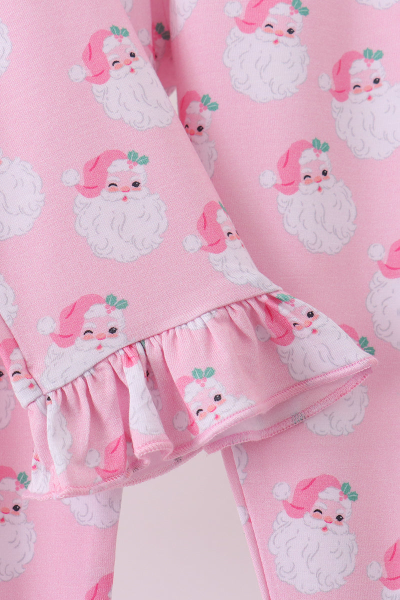 Pink santa claus bamboo pajama set