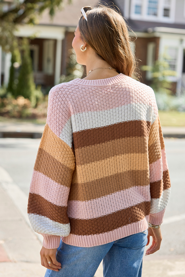 Remember Me Striped Open Knit Sweater Multi