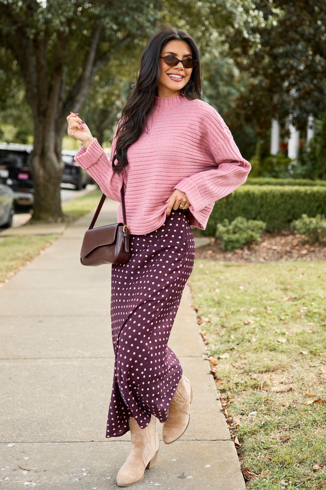Polished & Pretty Mauve Mock Neck Sweater