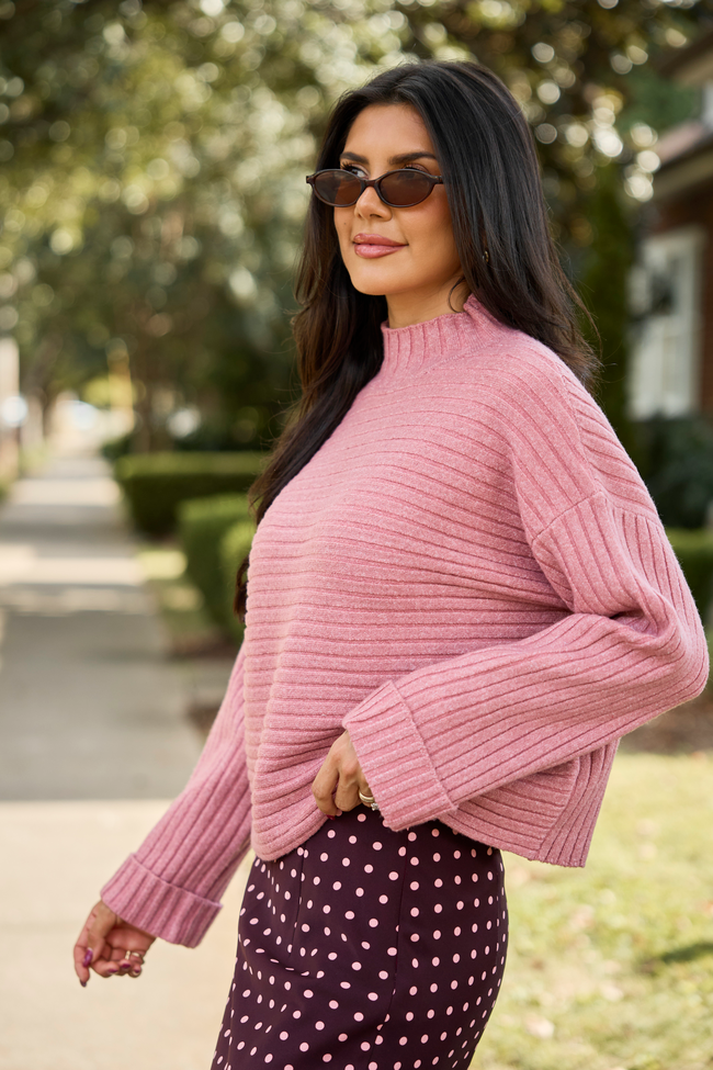 Polished & Pretty Mauve Mock Neck Sweater