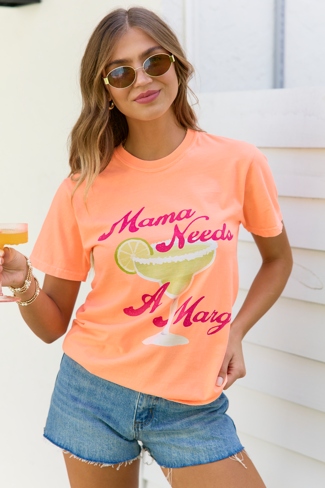 Mama Needs A Marg Neon Orange Comfort Colors Graphic Tee