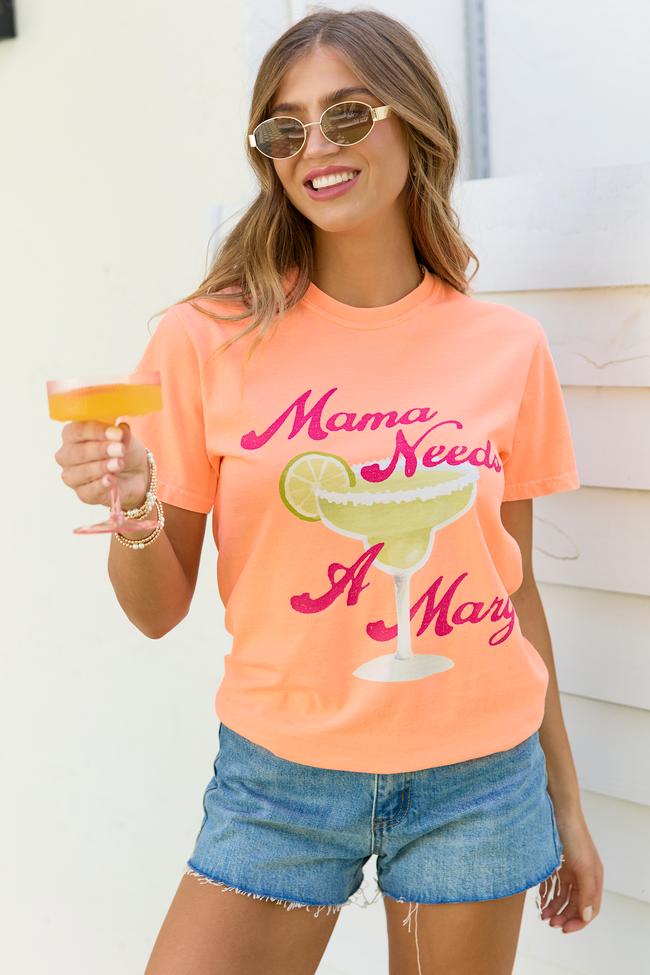 Mama Needs A Marg Neon Orange Comfort Colors Graphic Tee