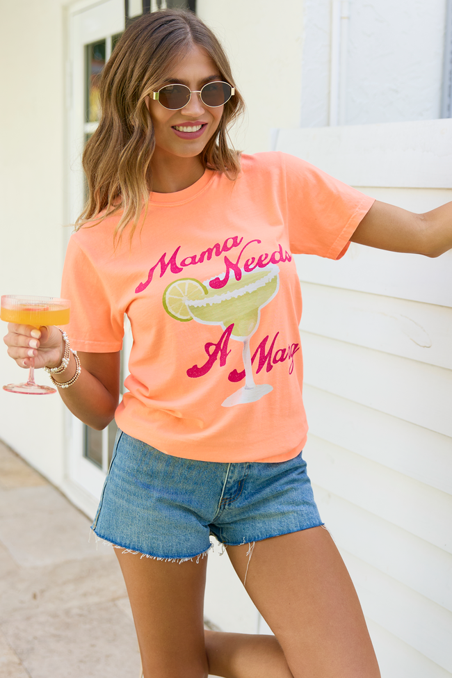 Mama Needs A Marg Neon Orange Comfort Colors Graphic Tee