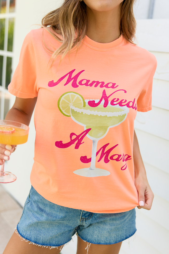Mama Needs A Marg Neon Orange Comfort Colors Graphic Tee