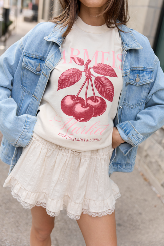 Farmers Market Cherries Ivory Comfort Colors Graphic Tee