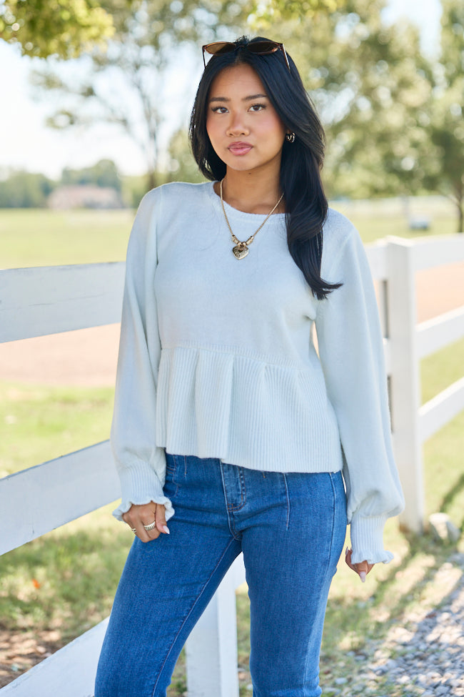 Easy To Love Peplum Long Sleeve Sweater - Ivory